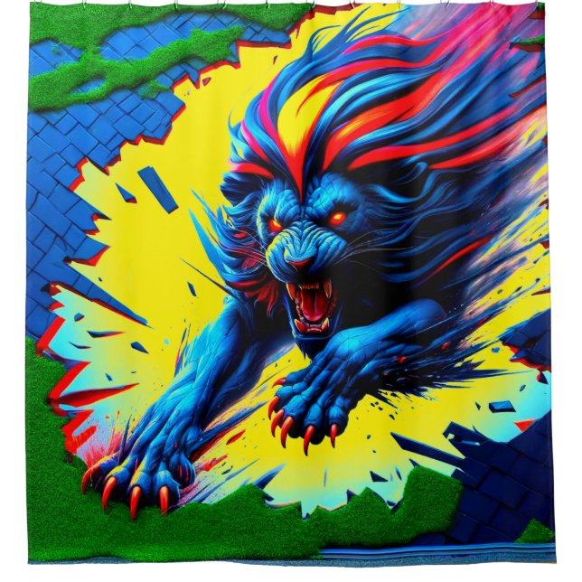 Lion Art Shower Curtain (Front)