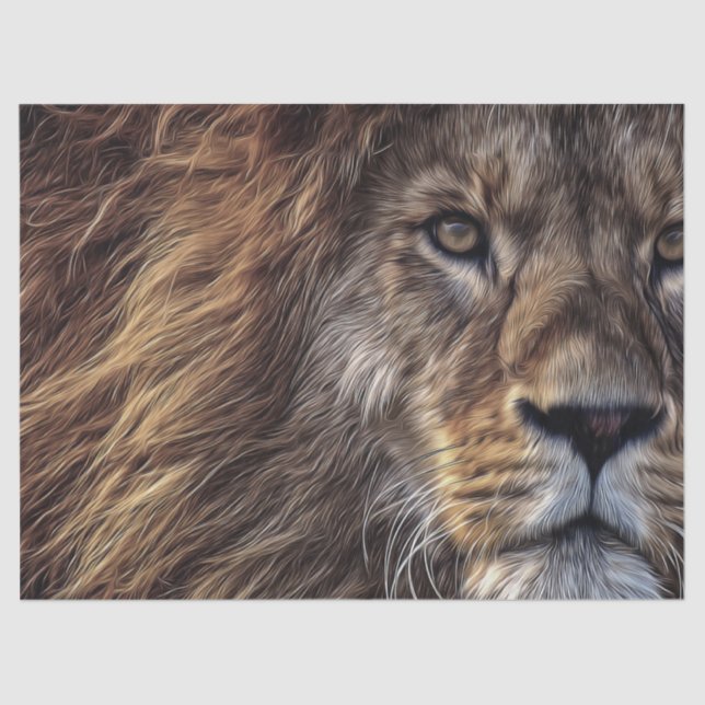 Lion Artistic Beautiful Watercolor Decoupage  Tissue Paper (Front)