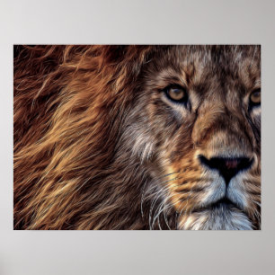 Lion Artistic Beautiful Watercolor  Poster