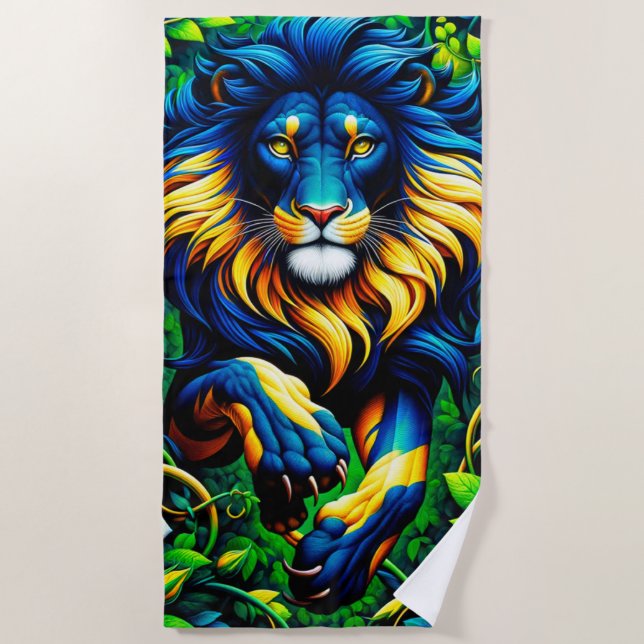 Lion Artwork Beach Towel (Front)