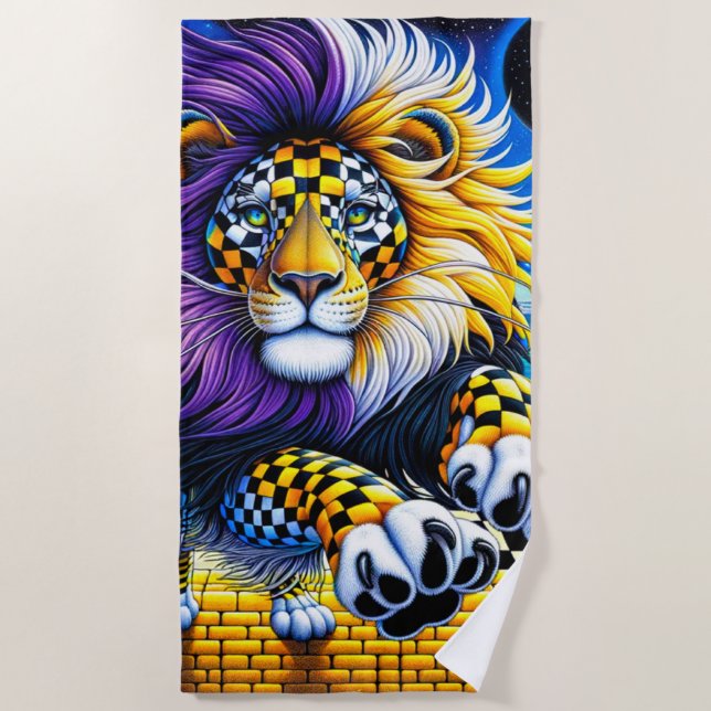 Lion Artwork Beach Towel (Front)