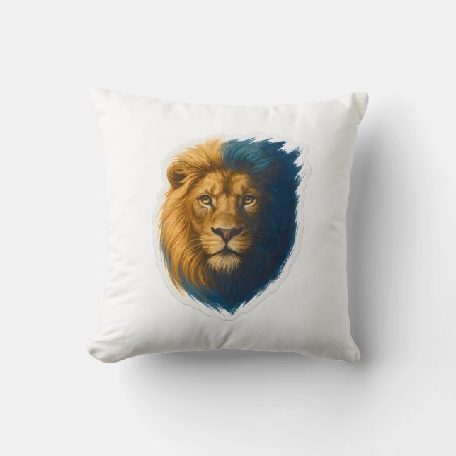 Lion Artwork – Bicolor Cushion (Front)