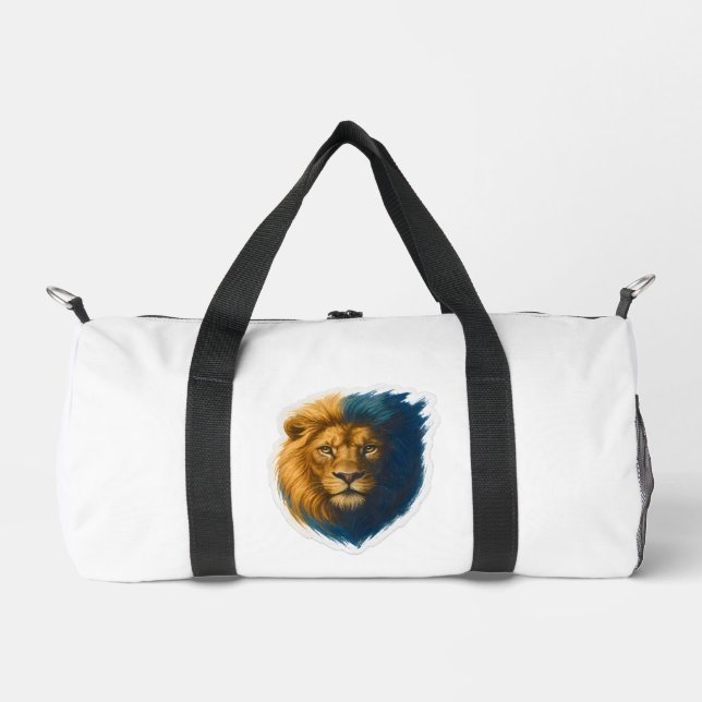 Lion Artwork – Bicolor Duffle Bag (Front)