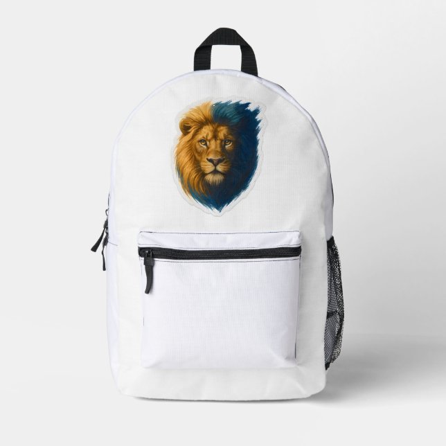 Lion Artwork – Bicolor Printed Backpack (Front)