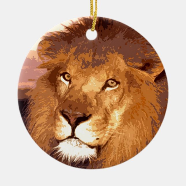 Lion Artwork Ceramic Tree Decoration (Front)