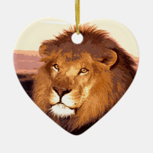 Lion Artwork Ceramic Tree Decoration
