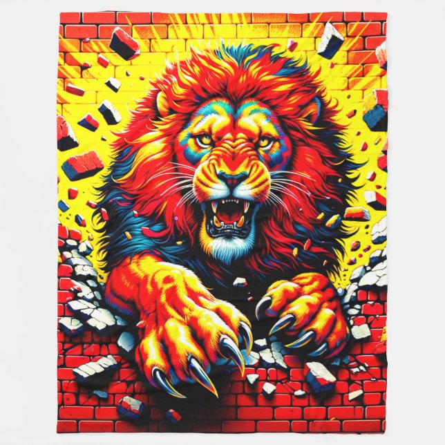 Lion Artwork Fleece Blanket (Front)