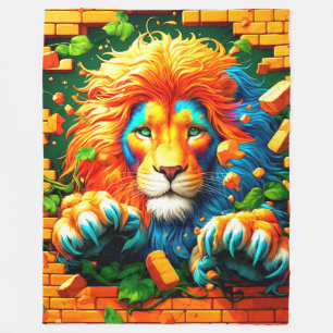 Lion Artwork Fleece Blanket