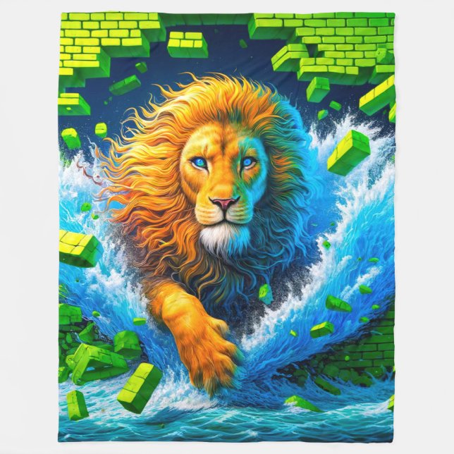 Lion Artwork Fleece Blanket (Front)