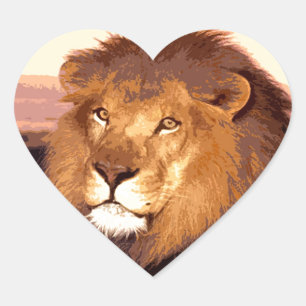 Lion Artwork Heart Sticker