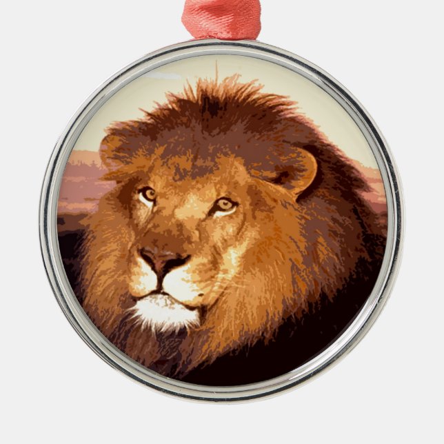 Lion Artwork Metal Tree Decoration (Front)