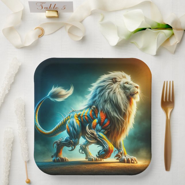 Lion Artwork Paper Plate (Wedding)