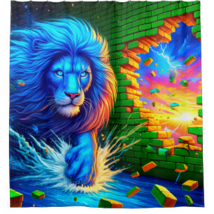 Lion Artwork Shower Curtain