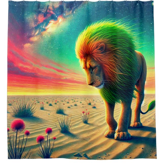 Lion Artwork Shower Curtain (Front)