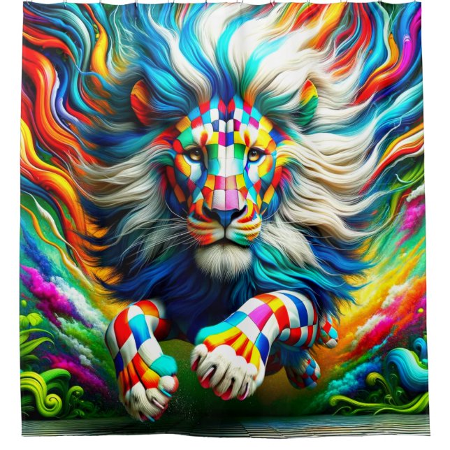 Lion Artwork Shower Curtain (Front)