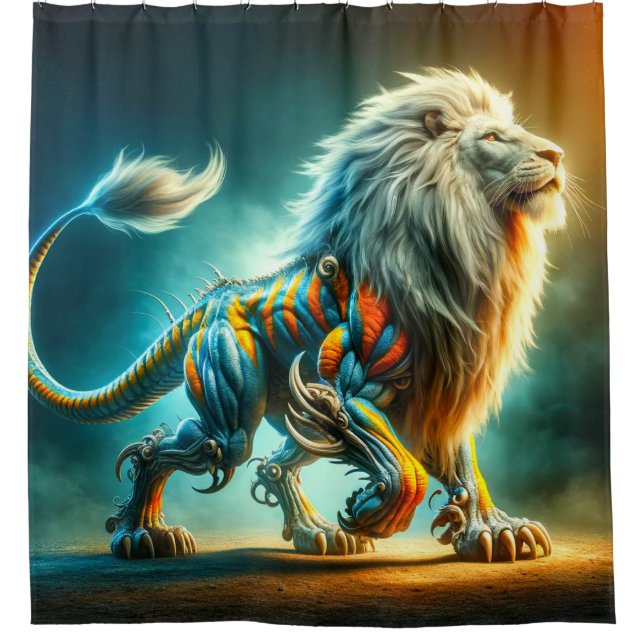 Lion Artwork Shower Curtain (Front)
