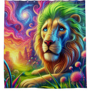 Lion Artwork Shower Curtain
