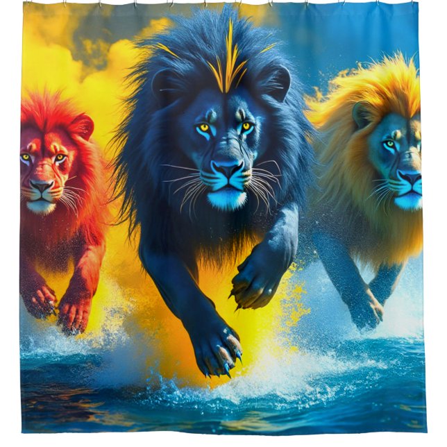 Lion Artwork Shower Curtain (Front)