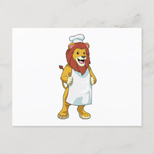 Lion as Cook with Chef hat & Cooking apron Postcard