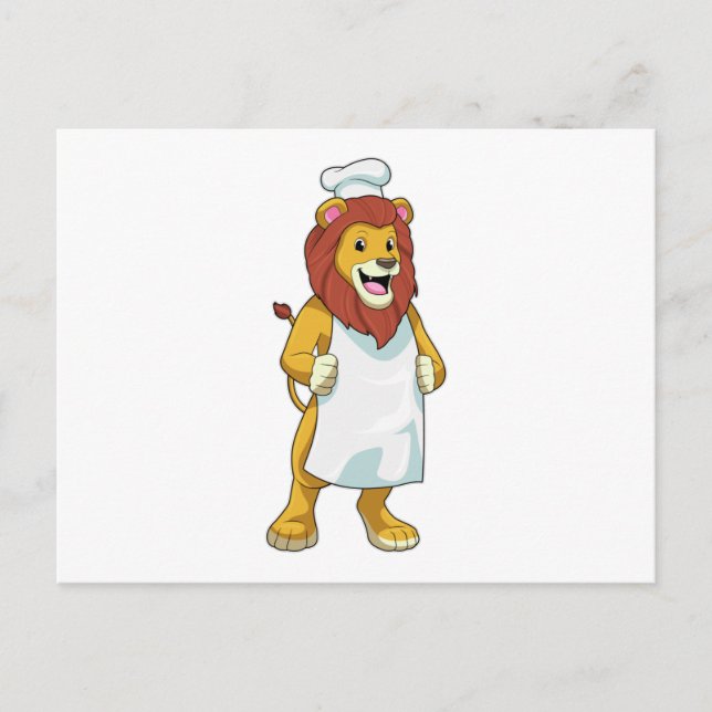 Lion as Cook with Chef hat & Cooking apron Postcard (Front)