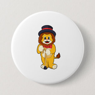 Lion as Gentleman with Hat 7.5 Cm Round Badge