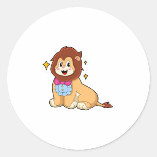 Lion as Gentleman with Tie.PNG Classic Round Sticker