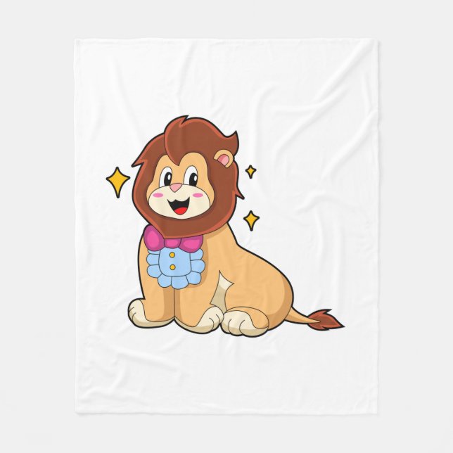 Lion as Gentleman with Tie.PNG Fleece Blanket (Front)