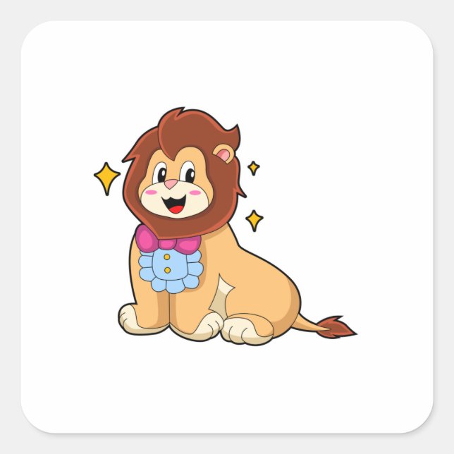 Lion as Gentleman with Tie.PNG Square Sticker (Front)