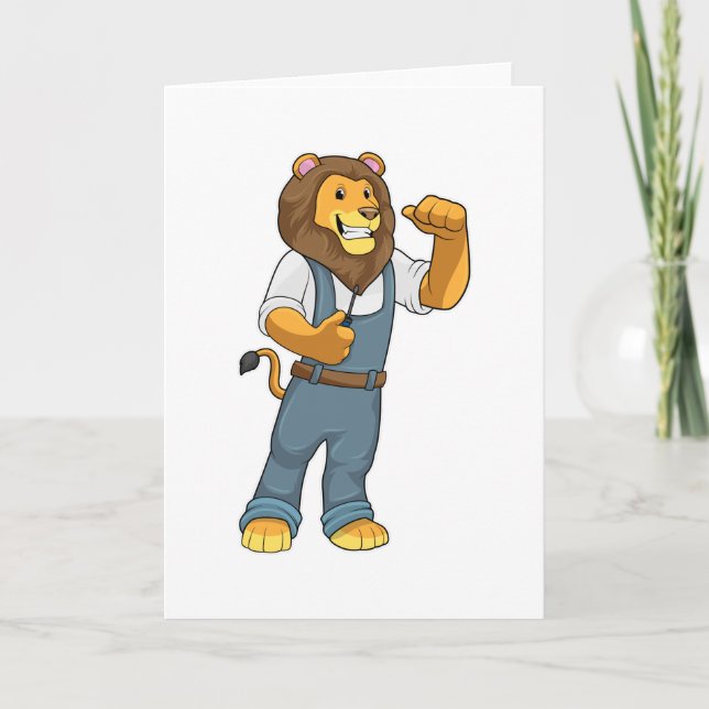 Lion as Handyman Screwdriver Card (Front)
