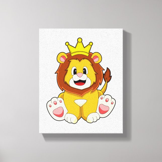Lion as King with Crown Canvas Print (Front)