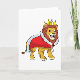 Lion as King with Crown & Cape Card