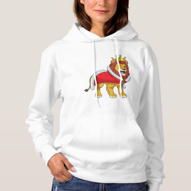 Lion as King with Crown & Cape Hoodie (Front)