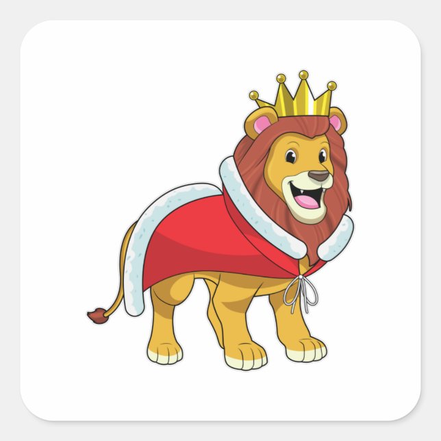 Lion as King with Crown & Cape Square Sticker (Front)