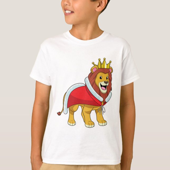 Lion as King with Crown & Cape T-Shirt (Front)