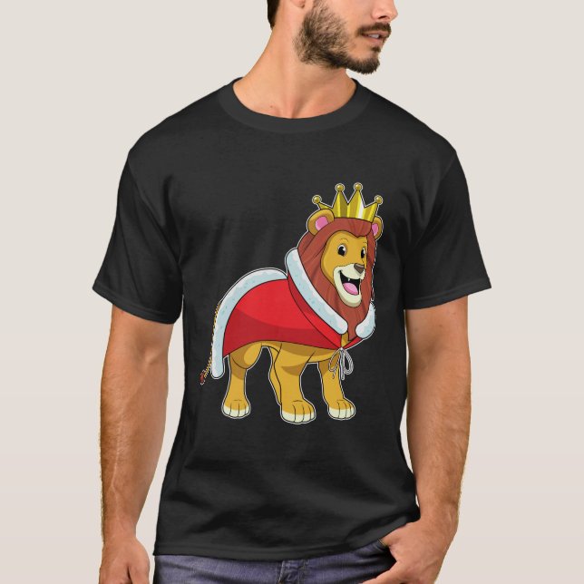 Lion as King with Crown & Cape T-Shirt (Front)