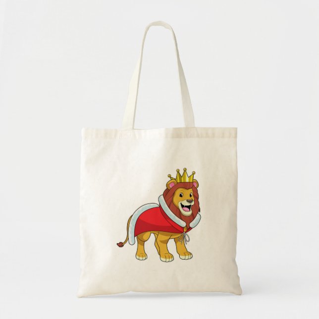 Lion as King with Crown & Cape Tote Bag (Front)