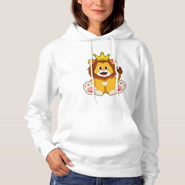 Lion as King with Crown Hoodie (Front)