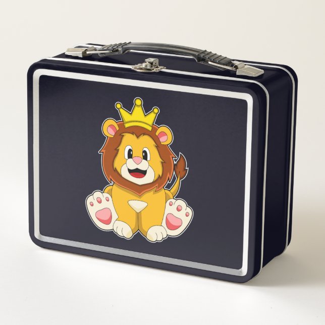 Lion as King with Crown Metal Lunch Box (Front)