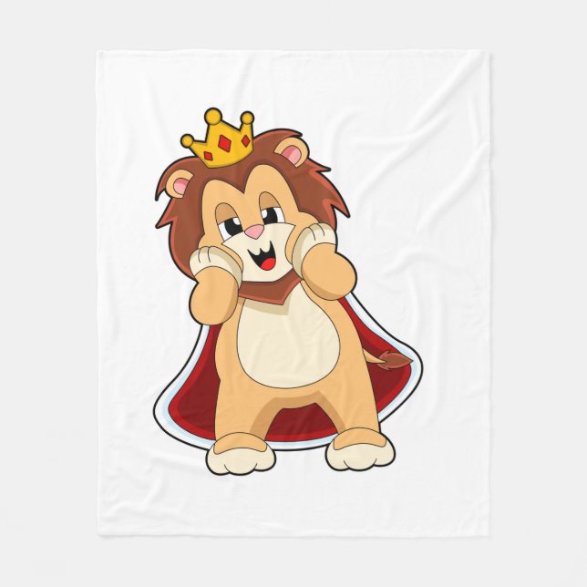 Lion as King with Crown.PNG Fleece Blanket (Front)