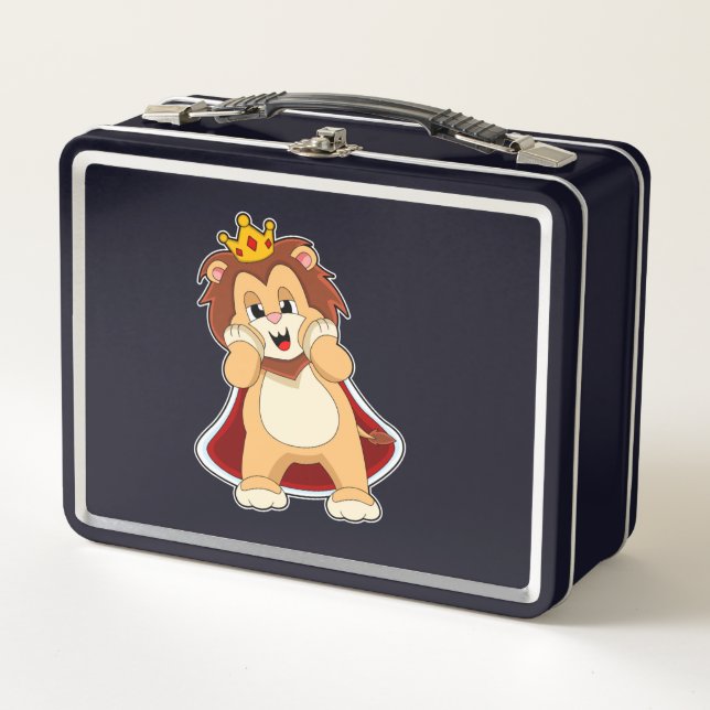 Lion as King with Crown.PNG Metal Lunch Box (Front)