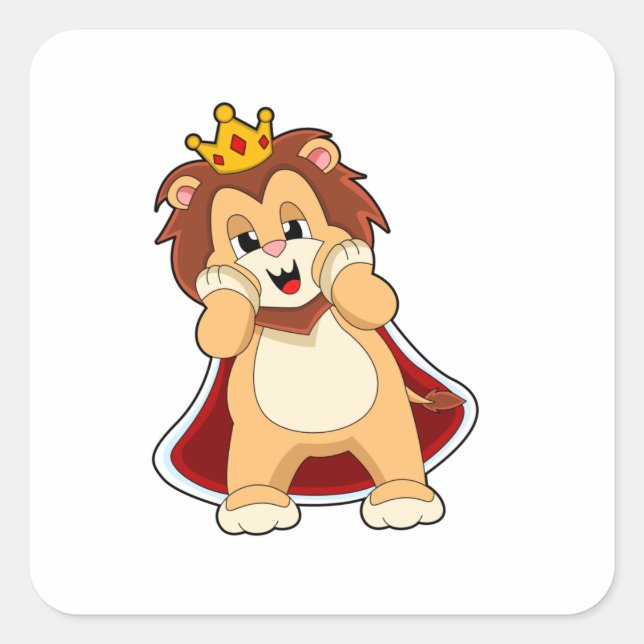 Lion as King with Crown.PNG Square Sticker (Front)