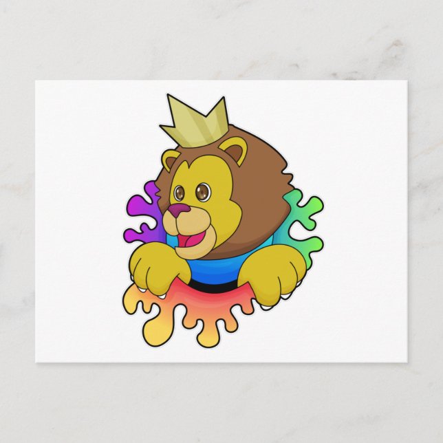 Lion as King with Crown Postcard (Front)