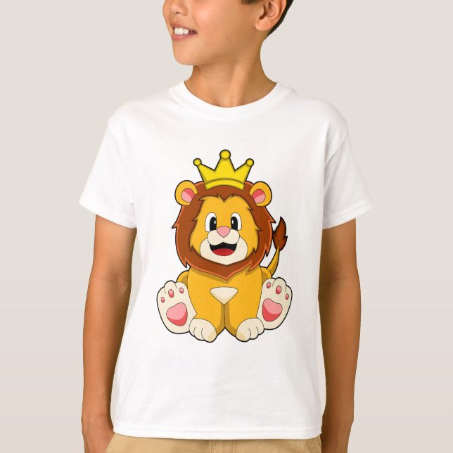 Lion as King with Crown T-Shirt (Front)