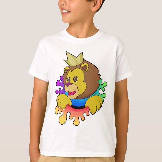 Lion as King with Crown T-Shirt (Front)