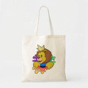 Lion as King with Crown Tote Bag