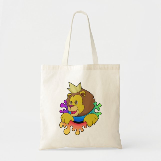 Lion as King with Crown Tote Bag (Front)