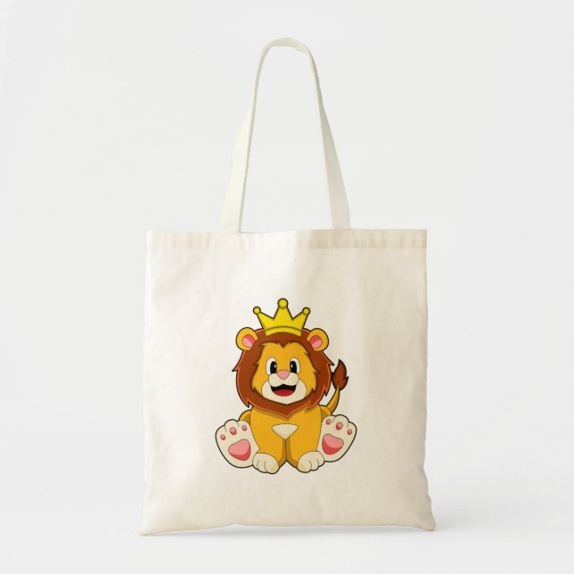 Lion as King with Crown Tote Bag (Front)