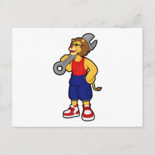 Lion as Mechanic with Wrench Postcard