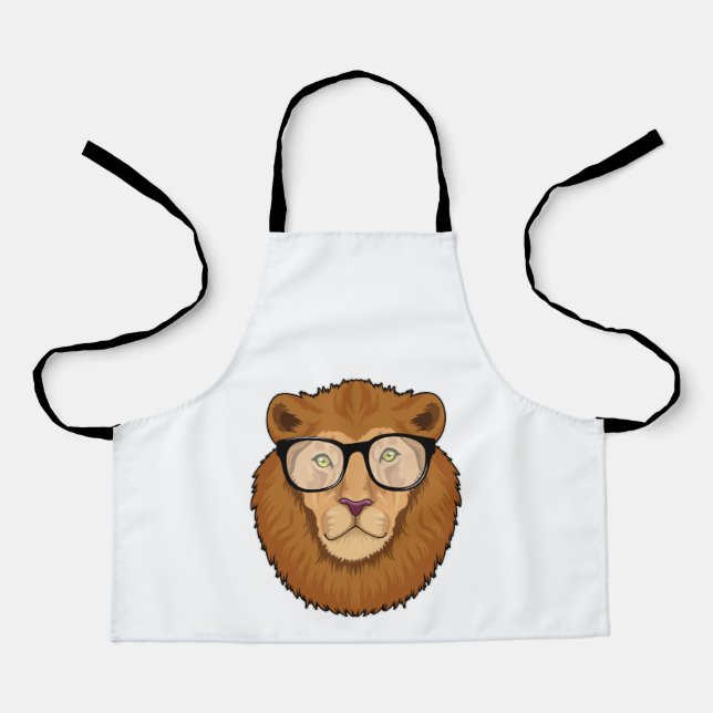 Lion as Nerd with Glasses Apron (Front)