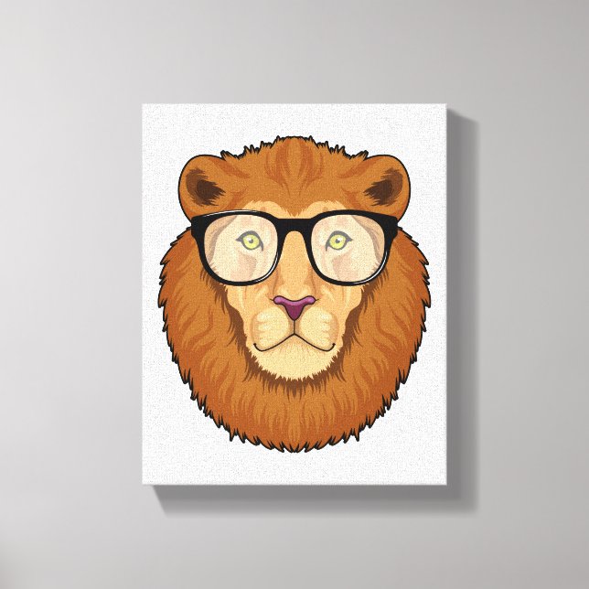 Lion as Nerd with Glasses Canvas Print (Front)